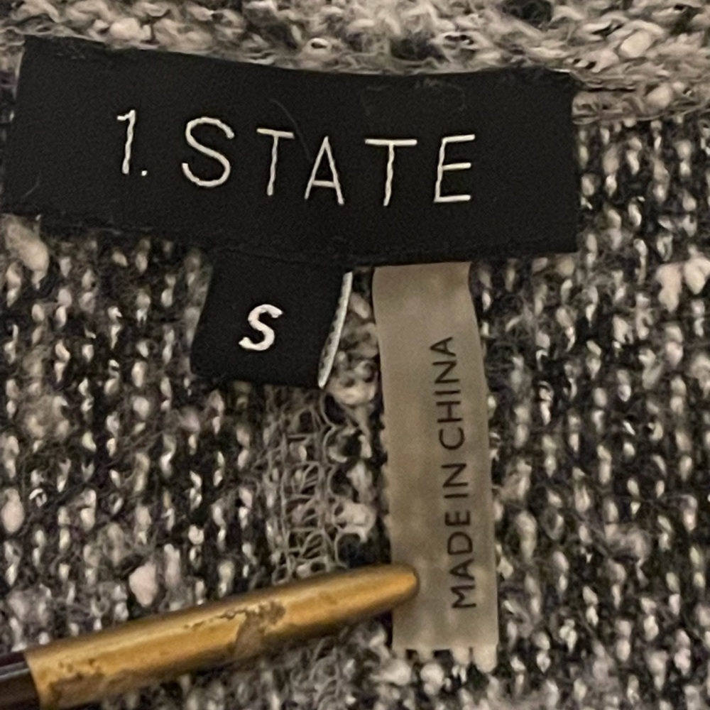 1.State Marled Gray Knit Wrap Style Dress Long Sleeve Back Zipper Size S - Picture 12 of 15
